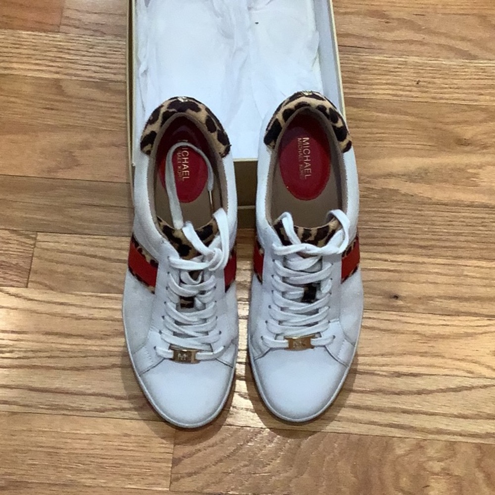 MICHAEL Michael Kors White and Red Sneakers